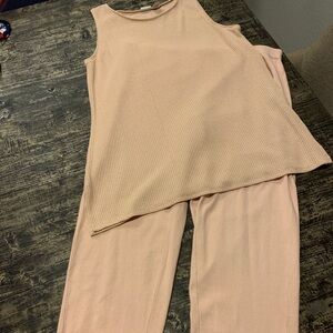 CHICO light pink cashmere pant and thermal tank tunic. Size 3/XL